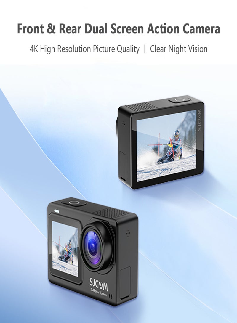 SJCAM SJ8 4K/30FPS High Resolution Dual Screen Sport Camera Portable DV Camcorder 20MP 2.33 Inch IPS Touchscreen 30M Waterproof Case for Outdoor Sports Surfing Diving - Image 2